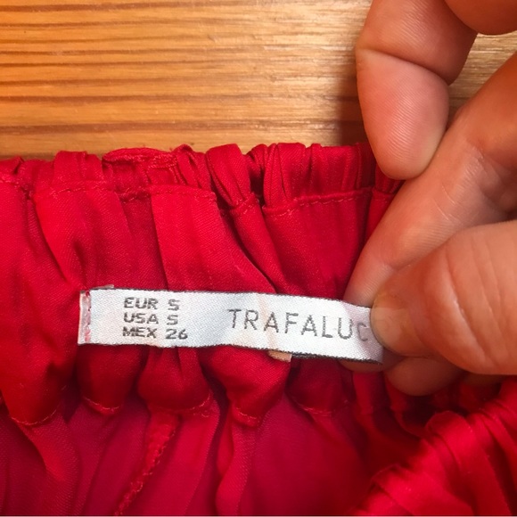 Zara Trafaluc Red Flowy Wide Leg Pants, EUC, S - Picture 5 of 12